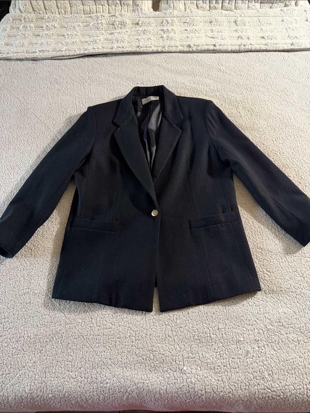 Dumas Wool Classic Black Boxy Single-Button Tailored Blazer 14/16